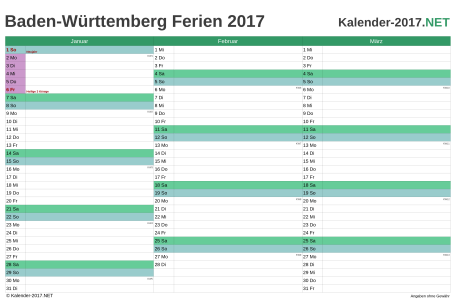 Ferien Baden Wurttemberg 2017 Ferienkalender Ubersicht