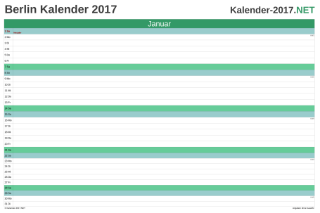 Vorschau Monatskalender 2017 für EXCEL Berlin