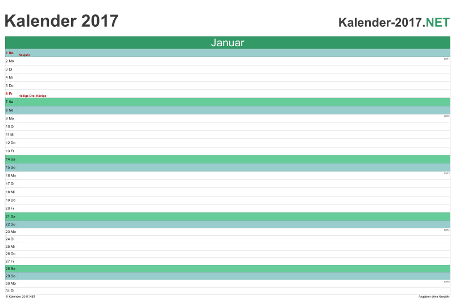 Monatskalender 2017 Vorschau