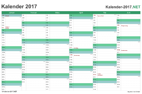 Halbjahreskalender 2017 Vorschau