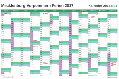 Kalender 2017 zum Ausdrucken zum Ausdrucken - mit FerienMeck-Pomm Vorschau