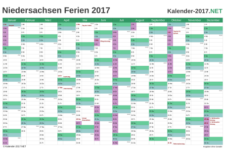 Kalender 2017 zum Ausdrucken zum Ausdrucken - mit FerienNiedersachsen Vorschau