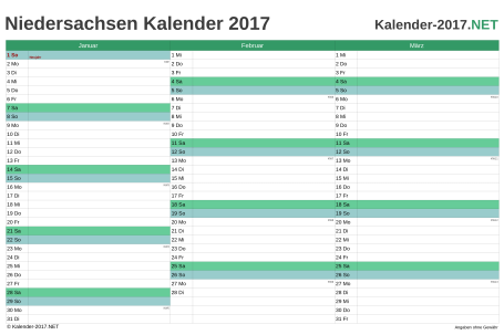 Quartalskalender 2017 Vorschau