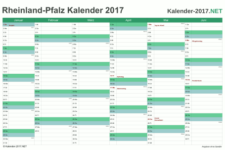 Rheinland-Pfalz Halbjahreskalender 2017 Vorschau