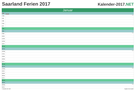 Monatskalender 2017 zum Ausdrucken zum Ausdrucken - mit FerienSaarland Vorschau