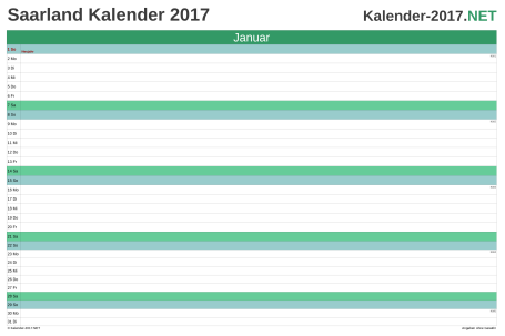 Saarland Monatskalender 2017 Vorschau