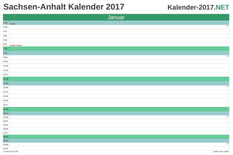 Monatskalender 2017 Vorschau