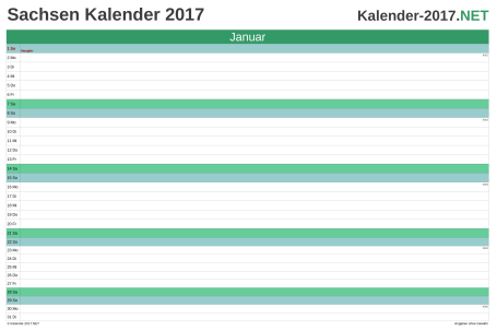 Sachsen Monatskalender 2017 Vorschau