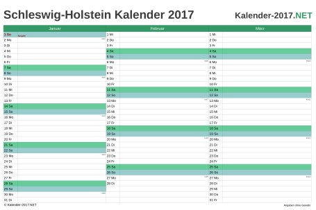 Quartalskalender 2017 Vorschau