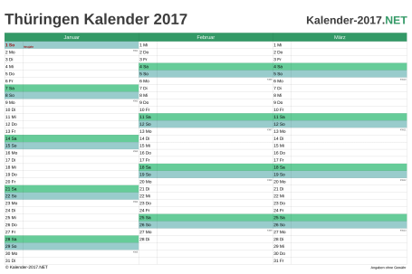 Quartalskalender 2017 Vorschau